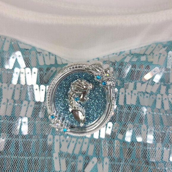 Disney Store Frozen Elsa Dress Costume Blue White Tulle Cape Girls 5/6 Snow Ice - Picture 2 of 13